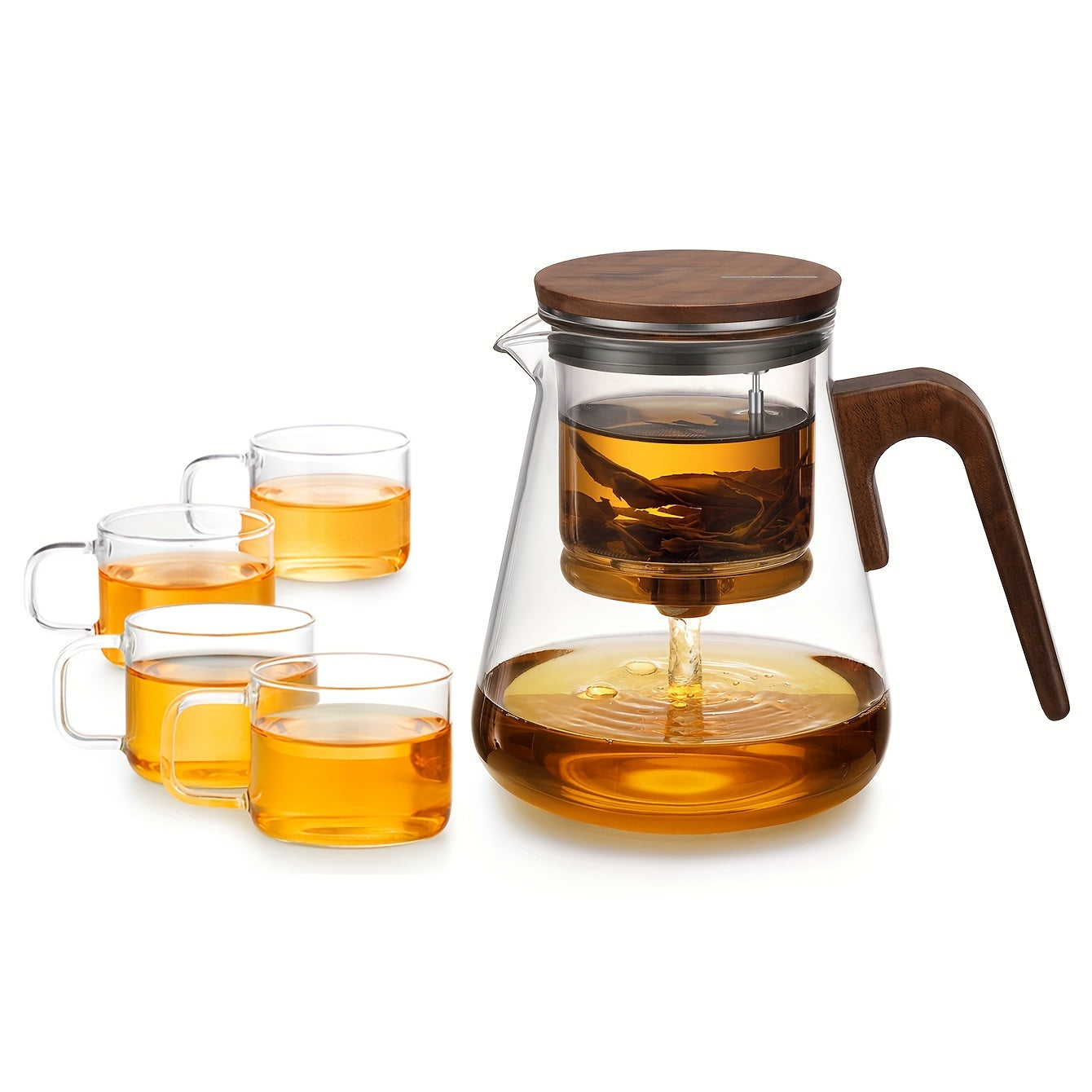 Magnetic Glass Teapot with Walnut Lid