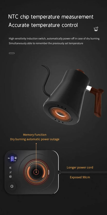 Electric Gooseneck Kettle 900ML Hand Brew Coffee Pot Smart Teapot Temperature Control Pot Rapid Heating Kettle 110v/220v