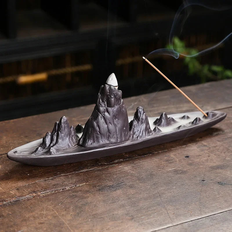 Ceramic Mountain Landscape Backflow Incense Burner