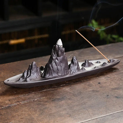 Ceramic Mountain Landscape Backflow Incense Burner