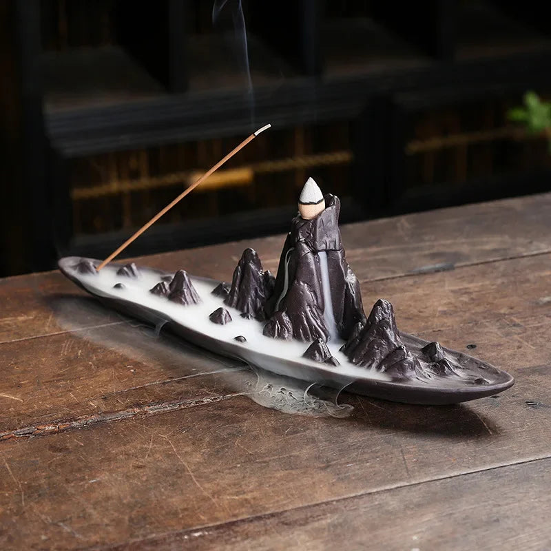 Ceramic Mountain Landscape Backflow Incense Burner