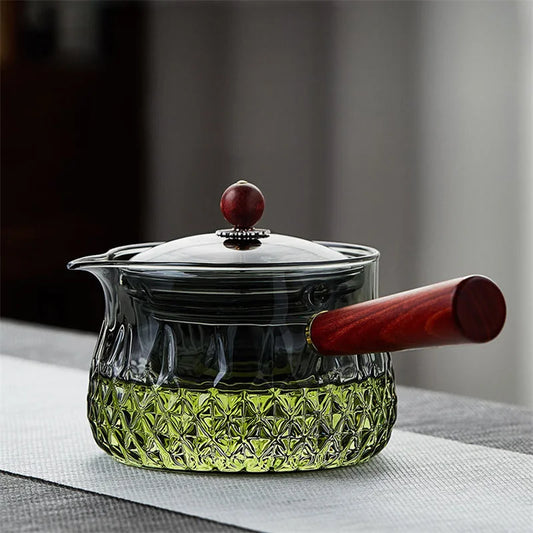 Rotating Glass Teapot With Tea Strainer