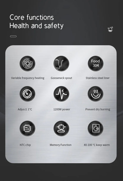 Electric Gooseneck Kettle 900ML Hand Brew Coffee Pot Smart Teapot Temperature Control Pot Rapid Heating Kettle 110v/220v