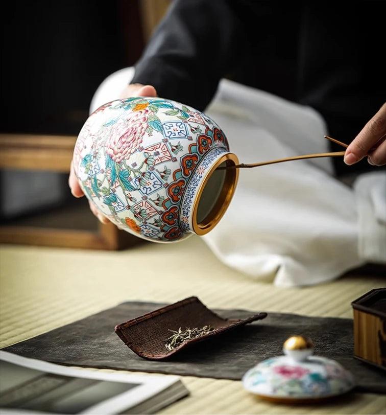 Ceramic Tea Storage Container with Alloy Lid