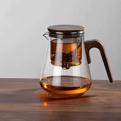 Magnetic Glass Teapot with Walnut Lid